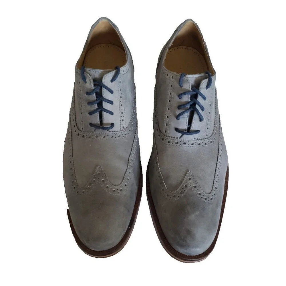 COLE HAAN Colton Gray Nubuck Wingtip Oxford C12422 Men's Size 13M $198